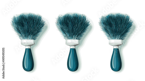 Set of Three Colorful Cleaning Brushes with Fluffy Bristles for Household Use