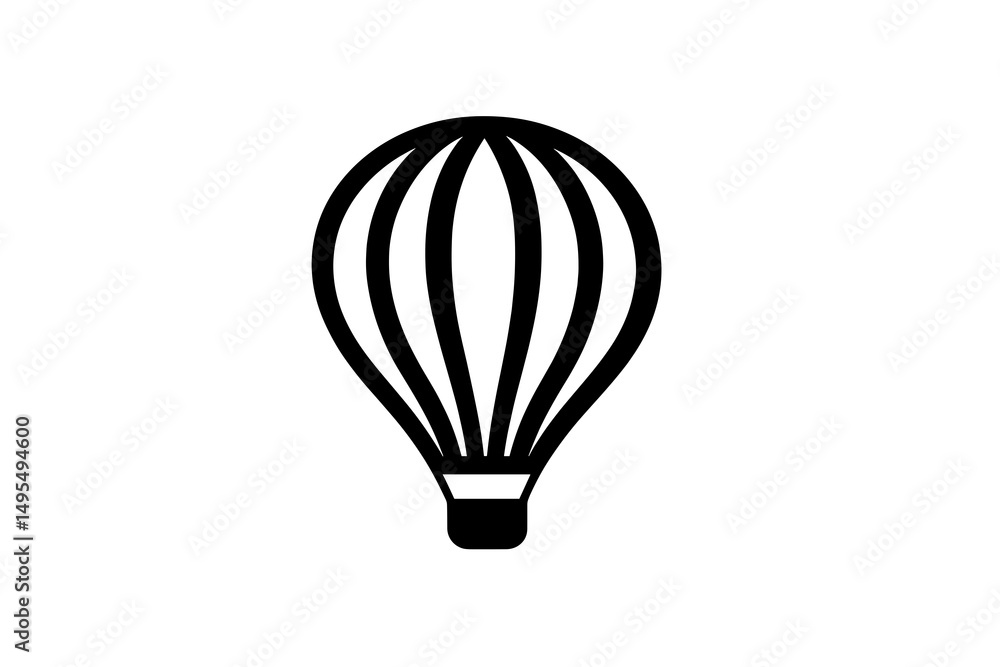 Obraz premium Black and White Hot Air Balloon Line Art Illustration icon vector