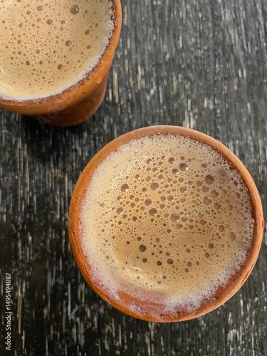 Obraz na plátne a cup of tea (chai) served in a earthen cup or traditional clay teacup (kulhad)