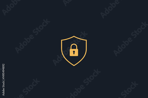 Golden Lock Symbol Representing Security on Dark Blue Background