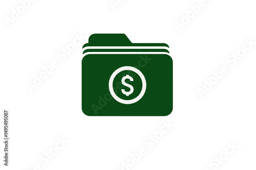 Illustration of a Green Folder with a Dollar Sign Symbolizing Finance and Organization
