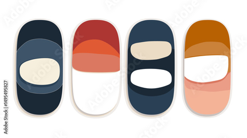 Stylish Nail Art Design Showing a Variety of Colorful Manicure Styles on White Background