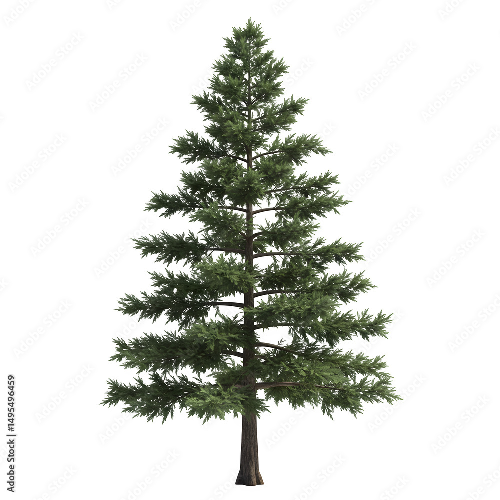 Obraz premium Pine Tree on White and Transparent Background, PNG