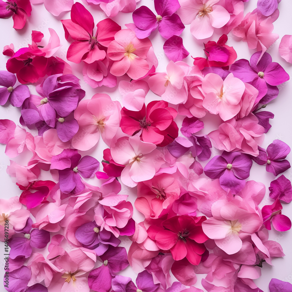 Flat scattered petals of bougainvillea in bright tones. Flat scattered petals of bougainvillea in bright tones.