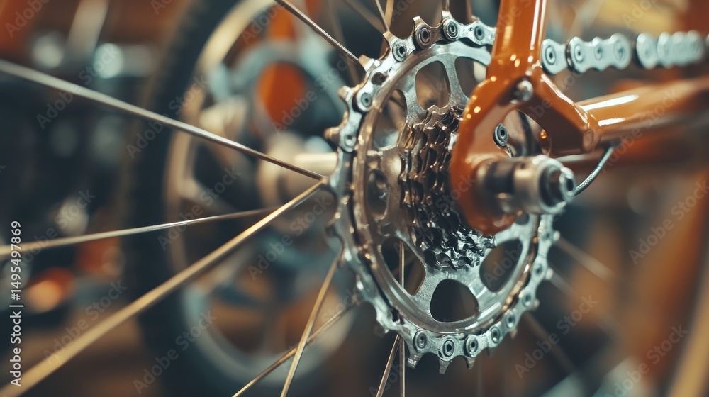 Fototapeta premium Close-up bicycle rear cassette