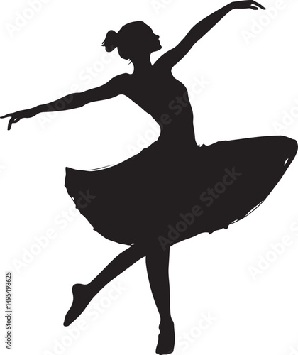 Dancing Girl Silhouette Vector Illustration on Transparent Background
