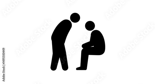 Attentive Listening Silhouette, Empathetic Care Vector Icon