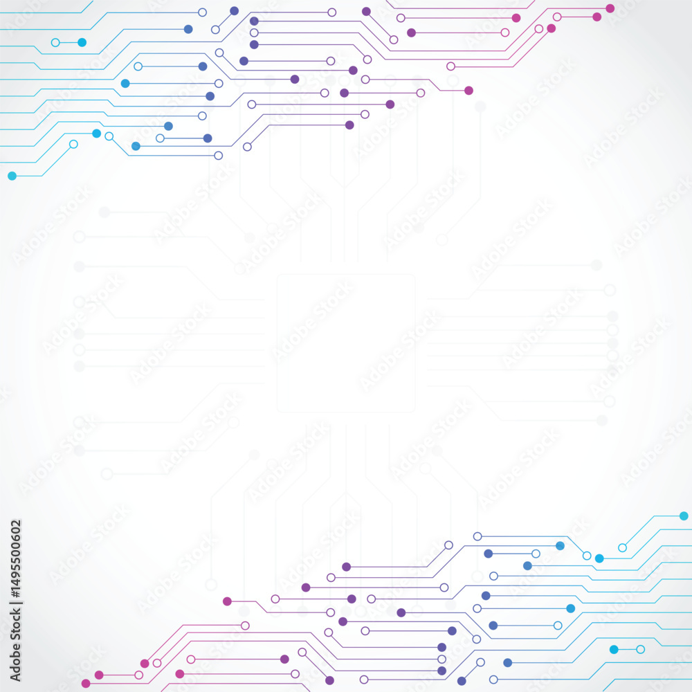 Futuristic Tech Circuit Board Background in Gradient Colors Futuristic Tech Circuit Board Background in Gradient Colors