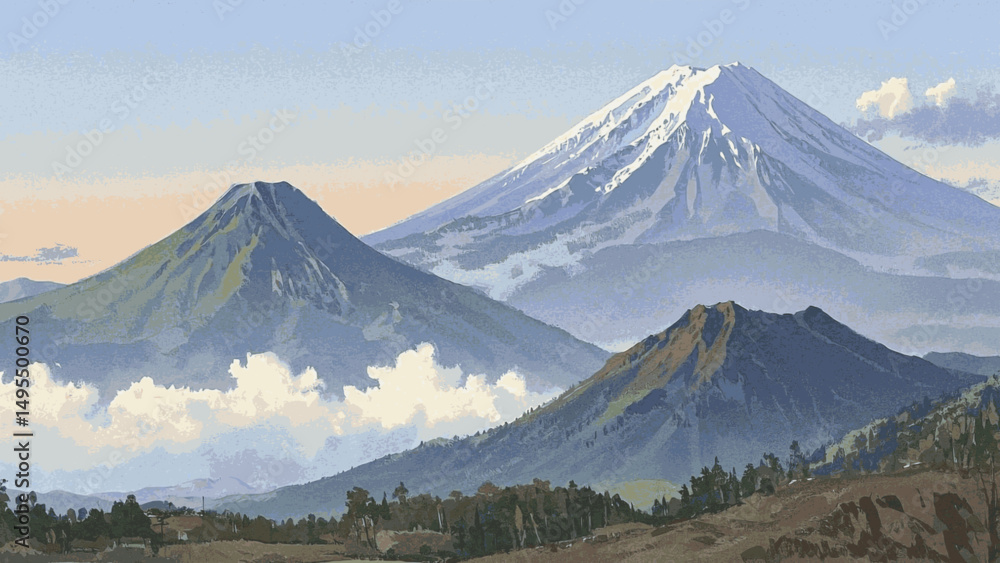 Fototapeta premium Horizon Folded in Fluid Hues mountains isolated vector illustration svg