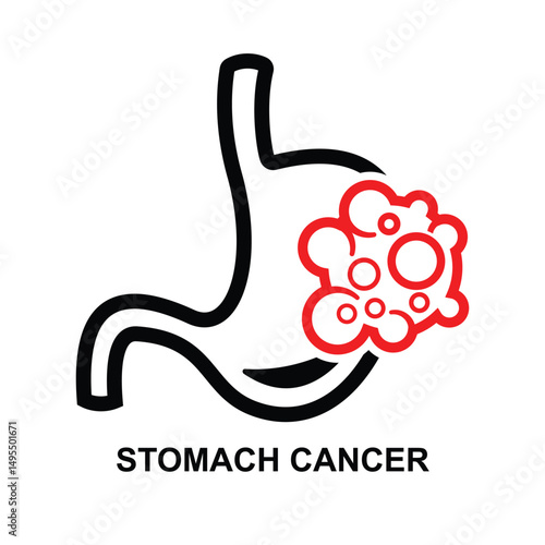 Stomach cancer icon isolated on background vector illustration.