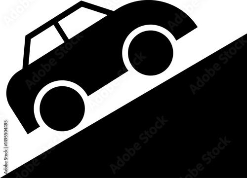 uphill road sign. decent road safety sign. vehicle uphill street safety icon. Traffic Road Sign. damaged surface