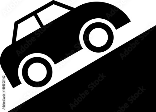 uphill road sign. decent road safety sign. vehicle uphill street safety icon. Traffic Road Sign. damaged surface