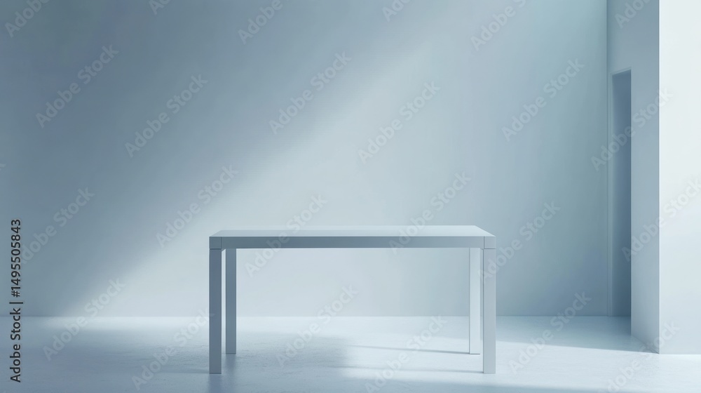 Fototapeta premium Minimalist, light-filled, modern room with a simple table