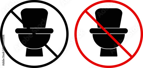 no toilet sign icon. Prohibited signs. Restroom out of order. prohibition warning caution 
