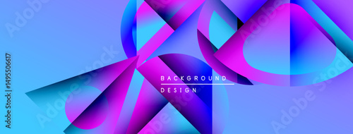 Abstract vibrant shapes overlap, creating dynamic blue, purple gradients. Modern design elements suggest futuristic visuals.