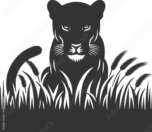 Vector animal drawing of a jaguar silhouette