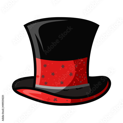 black top hat with red ribbon