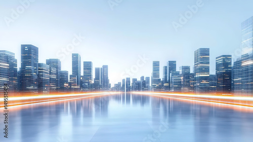 Transparent glass texture city skyline building platform product exhibition booth