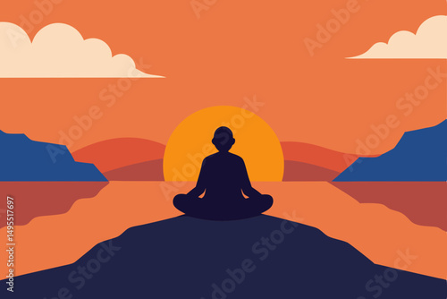 silhouette of a woman meditating
