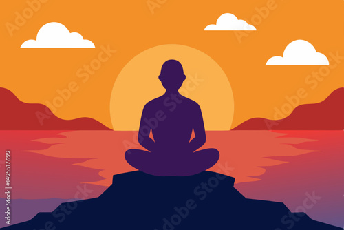 silhouette of a woman meditating