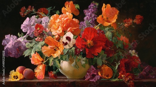 Wallpaper Mural Vibrant floral still life featuring orange, red, and purple blooms in a striking composition Torontodigital.ca