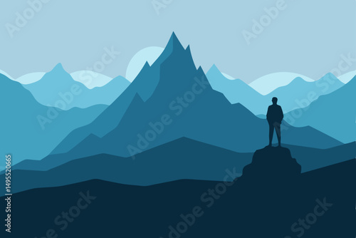 silhouette of a man in the mountains