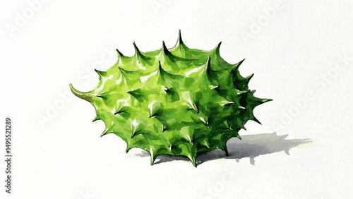 Golden Fury: Fluid Exotic Forms horned melon isolated watercolor vector illustration svg