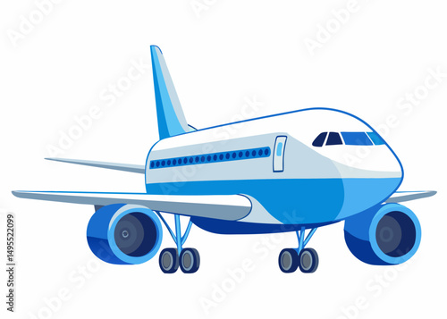 Blue Airplane Illustration Air Travel Transportation Journey