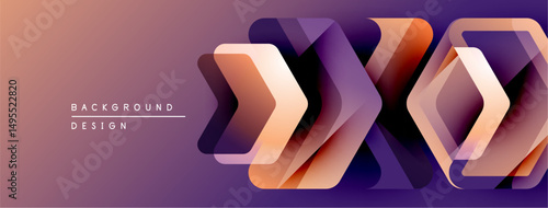 Abstract geometric pattern. Orange, purple hues create modern background. Layered shapes suggest depth, movement. Minimalist design.