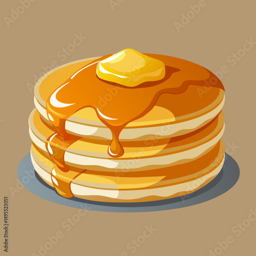 Delicious Stack of Pancakes with Butter and Syrup