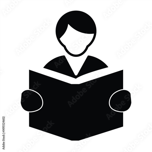 Reading or learning with book flat icon for education apps and websites. vector illustration