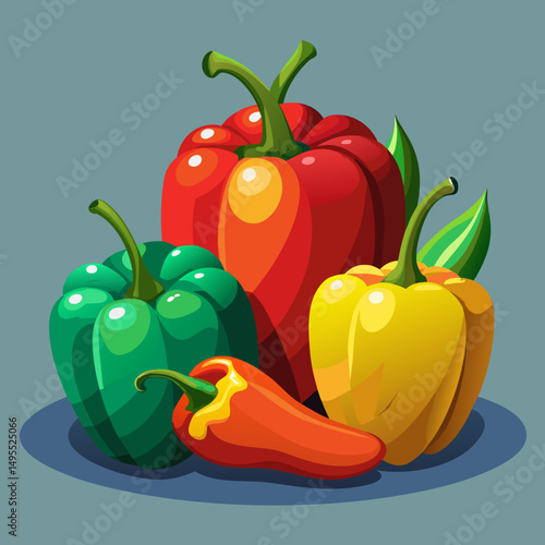 Vibrant Collection of Fresh Bell Peppers and Chili