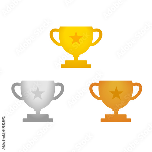 Winners cups. Gold, silver, bronze cup.