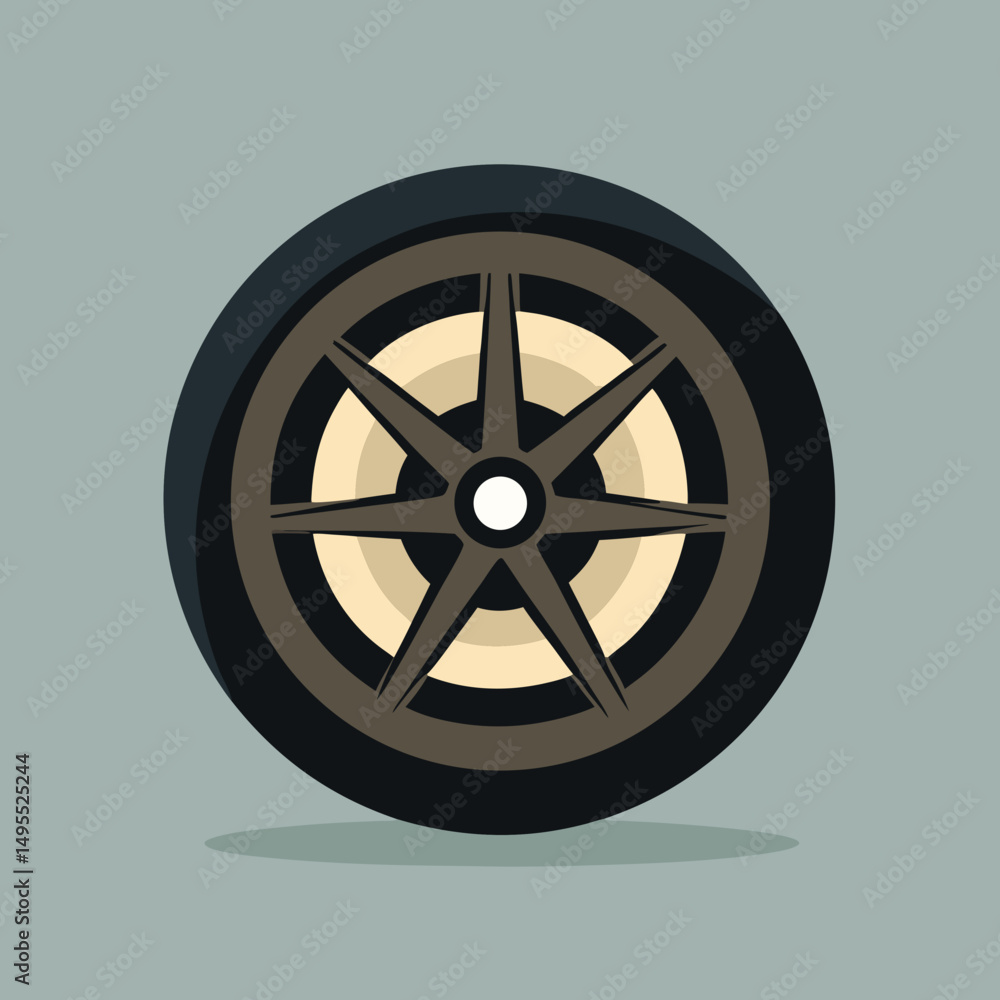 Fototapeta premium Stylish Car Wheel Design Illustration Graphic