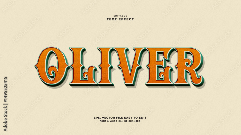 Obraz premium Oliver editable text effect, western vintage text style