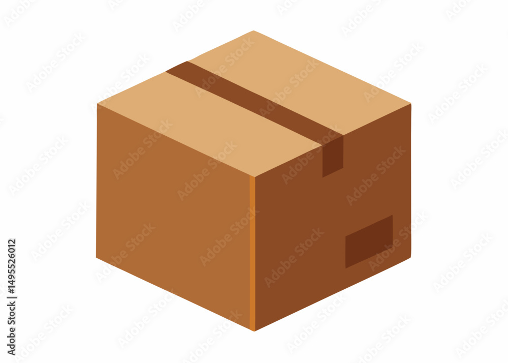 Isometric Illustration of a Closed Cardboard Box for Shipping Isometric Illustration of a Closed Cardboard Box for Shipping