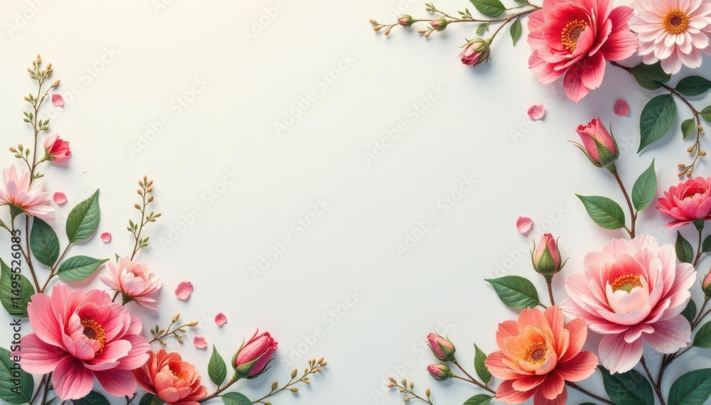 Fototapeta premium Subtle, repeating floral motif on a plain backdrop , retro, classic