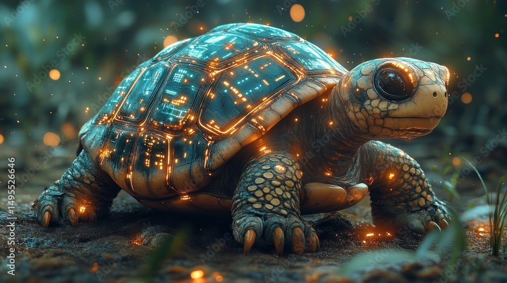 Cybernetic Tortoise in Enchanting Forest Cybernetic Tortoise in Enchanting Forest