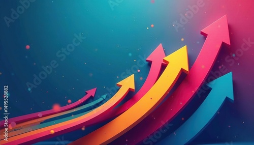 Curving arrows pointing upward, vibrant colors, direction, development, illustration