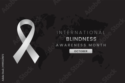 Blindness Awareness Month background design with White silk ribbon.