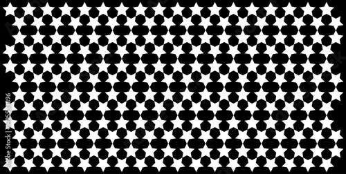 Abstract pattern, stars seamless pattern, black and white checkered pattern, vector illustration