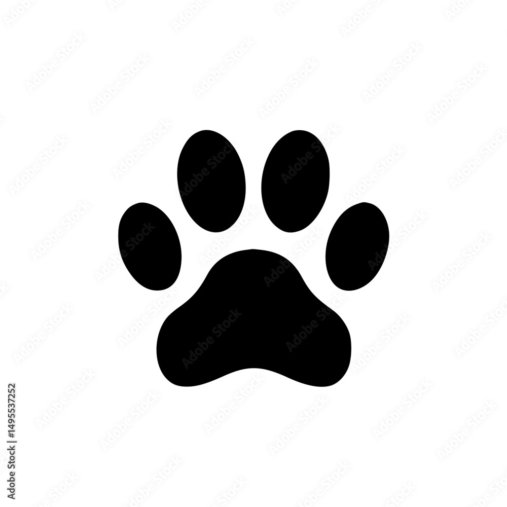 Paw Print Icon Simple Black and White Animal Footprint Graphic Paw Print Icon Simple Black and White Animal Footprint Graphic