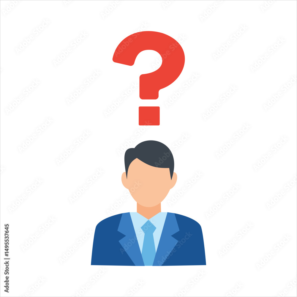 Businessman with Question Mark Uncertainty, Decision Making, and Problem Solving Businessman with Question Mark Uncertainty, Decision Making, and Problem Solving