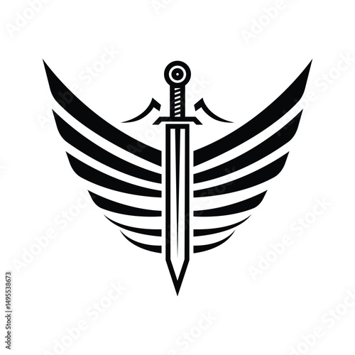 sword wing logo design silhouette concept idea