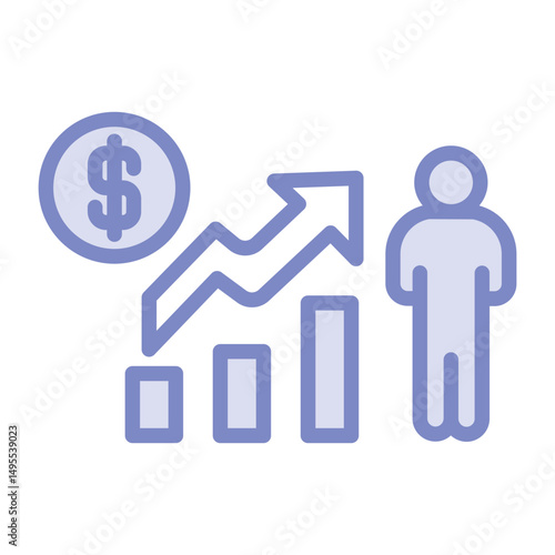 Businessman Growth duotone line icon, vector, pixel perfect, illustrator file 
