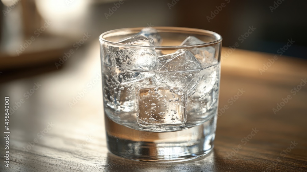 Drink cold, healthy water in a clean glass with ice to cool down. Drink cold, healthy water in a clean glass with ice to cool down.