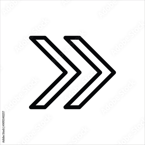 Forward button icon. Double arrow glyph icon. Navigation pointer, indicator. Vector illustration isolated on white background.	