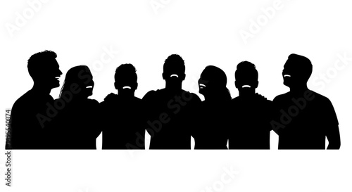 Laughing Friends Silhouette, Joyful Group Camaraderie Vector
