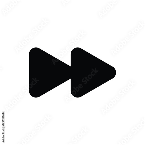 Double arrow glyph icon. Forward button symbol. Navigation pointer, indicator. Vector illustration isolated on white background.	