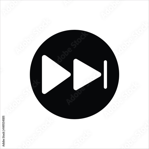 Double arrow glyph icon. Forward button symbol. Navigation pointer, indicator. Vector illustration isolated on white background.	